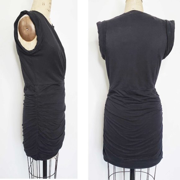 Joe's Jeans Womens Ruched Stretch Linen Jersey Mikaela Dress Black M NWT - Picture 8 of 8